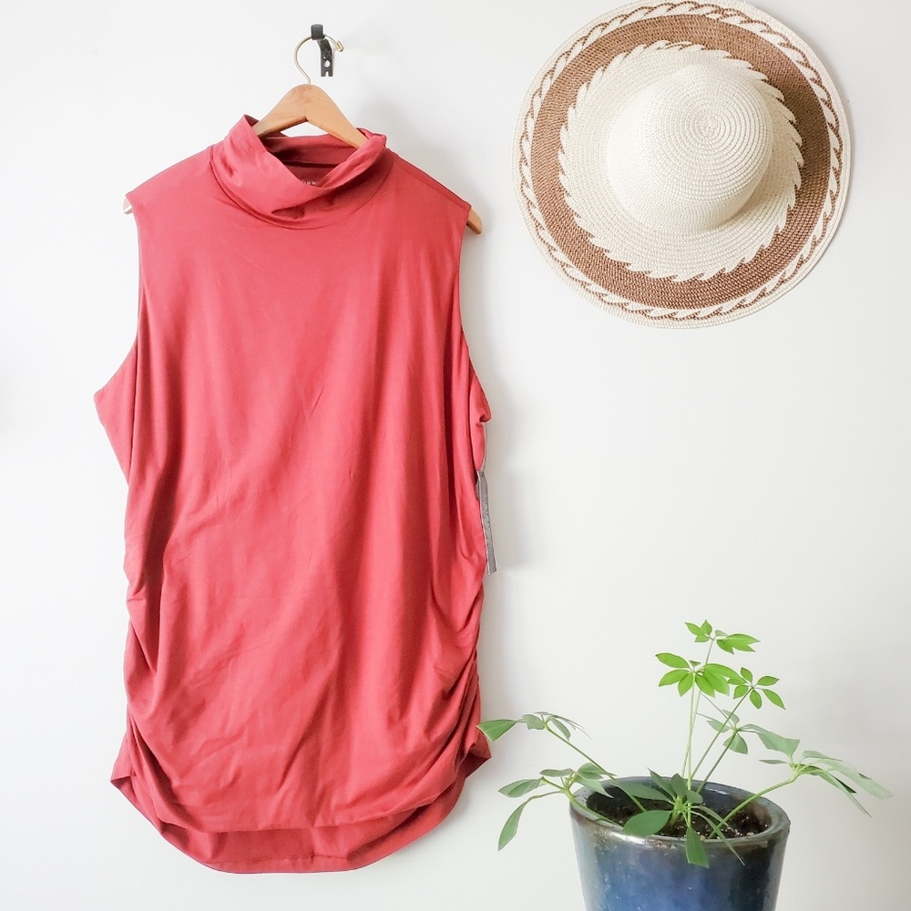 EUC RUFF HEWN || Maroon Ruched High Neck Top || 2x